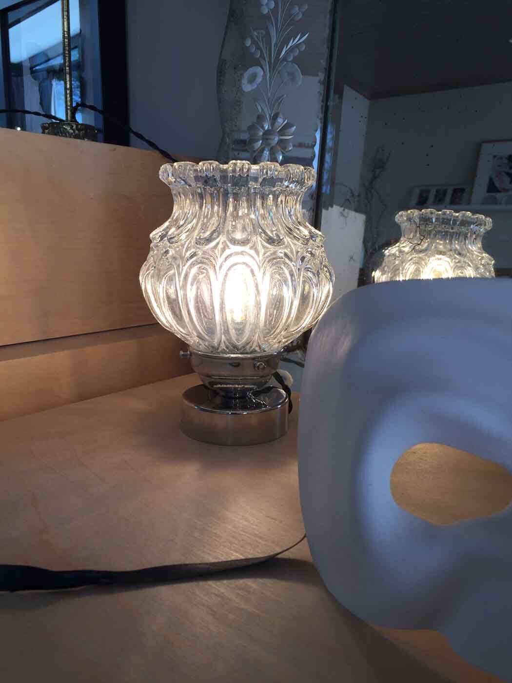 New table lamp with old Art Deco glass lampshade