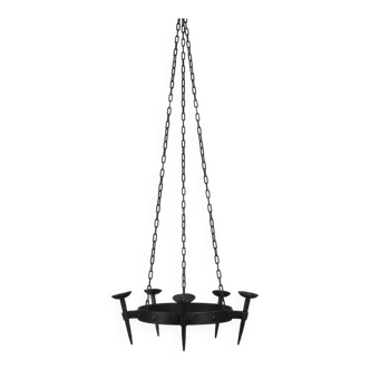 Wrought iron candelabra chandelier 1950s