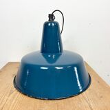 Industrial blue enamel factory pendant lamp, 1960s