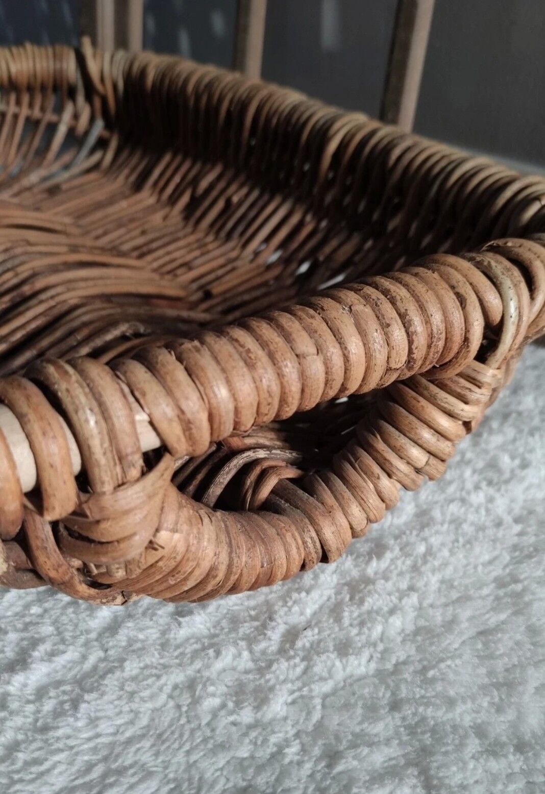 Vintage basket in braided wicker