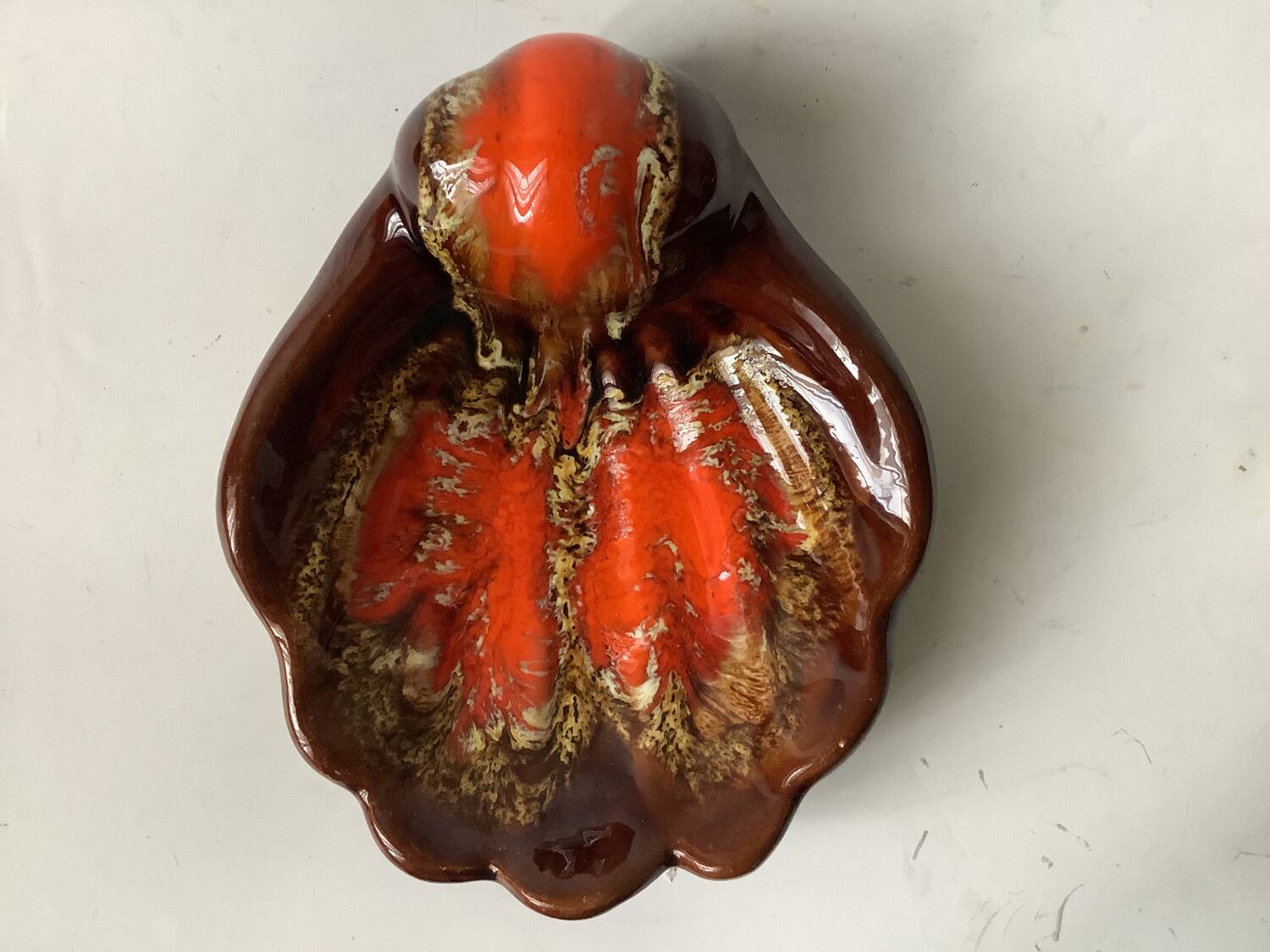 Ceramic leaf-shaped pocket emptier signed Vallauris – Vintage