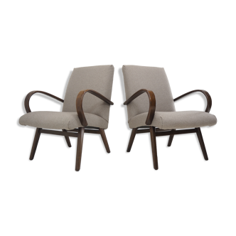 1960s pair of Ton/Thonet beech armchairs, czechoslovakia