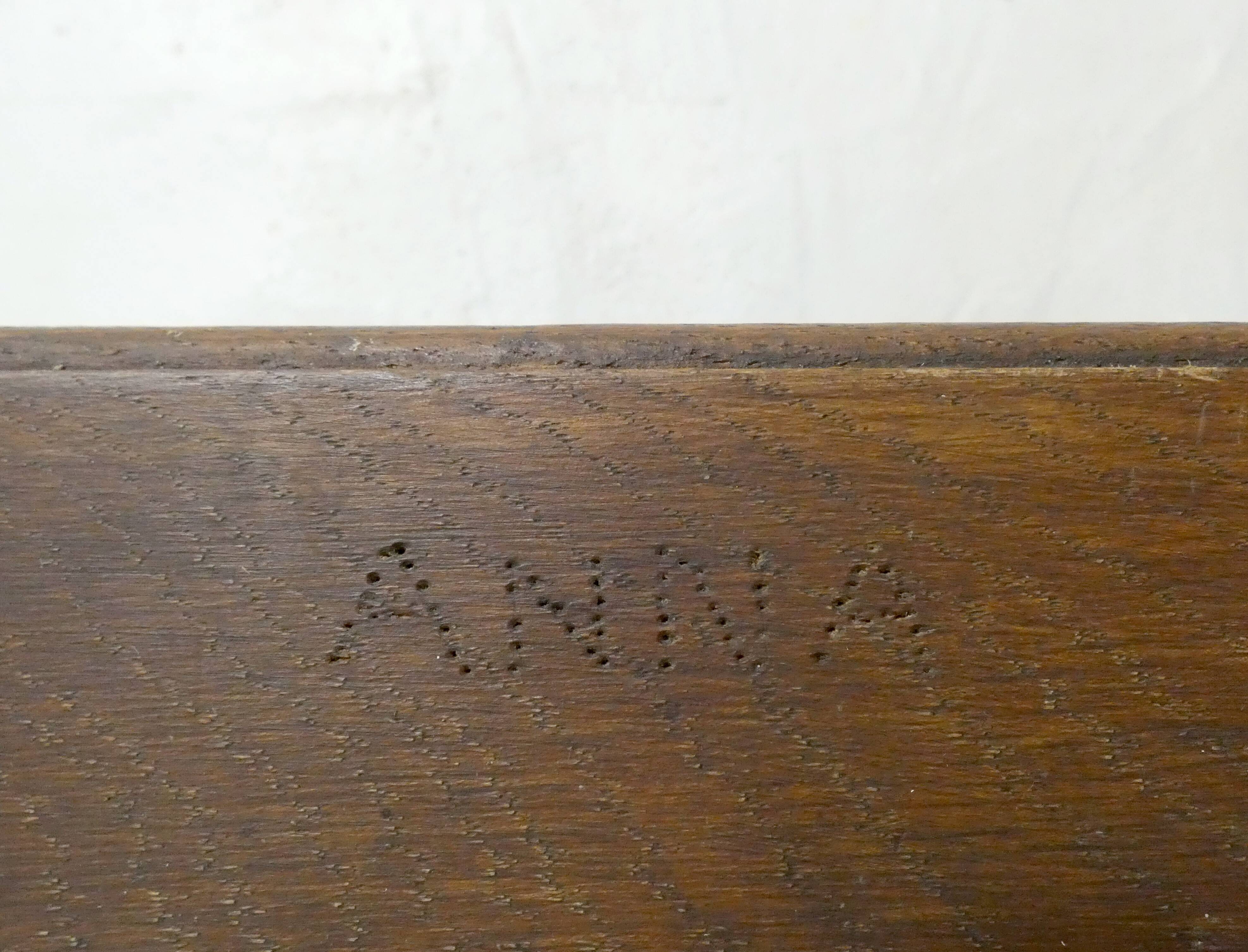 Old small bench in solid oak wood vintage step stool