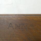 Old small bench in solid oak wood vintage step stool