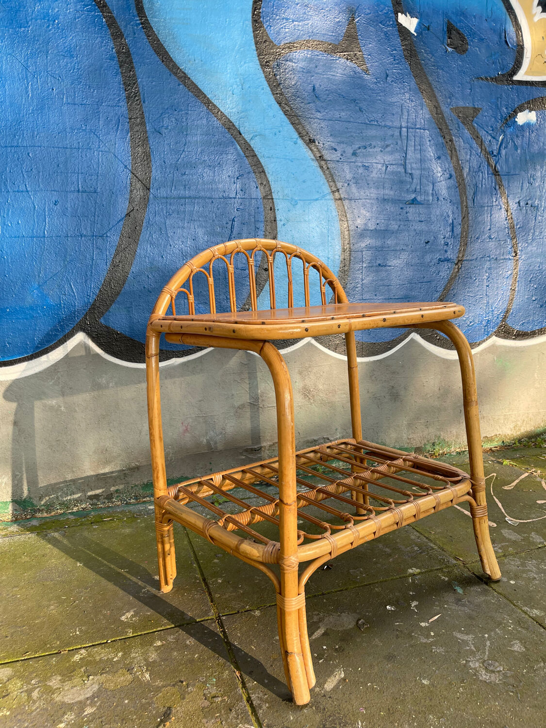 Rattan bedside table