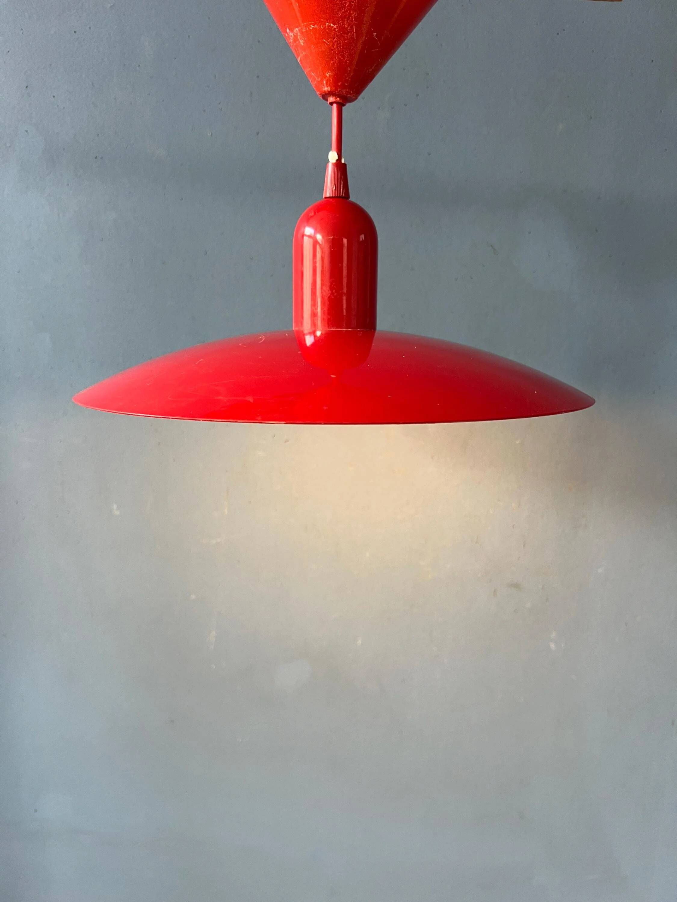 Small vintage Space Age suspension in red metal.
