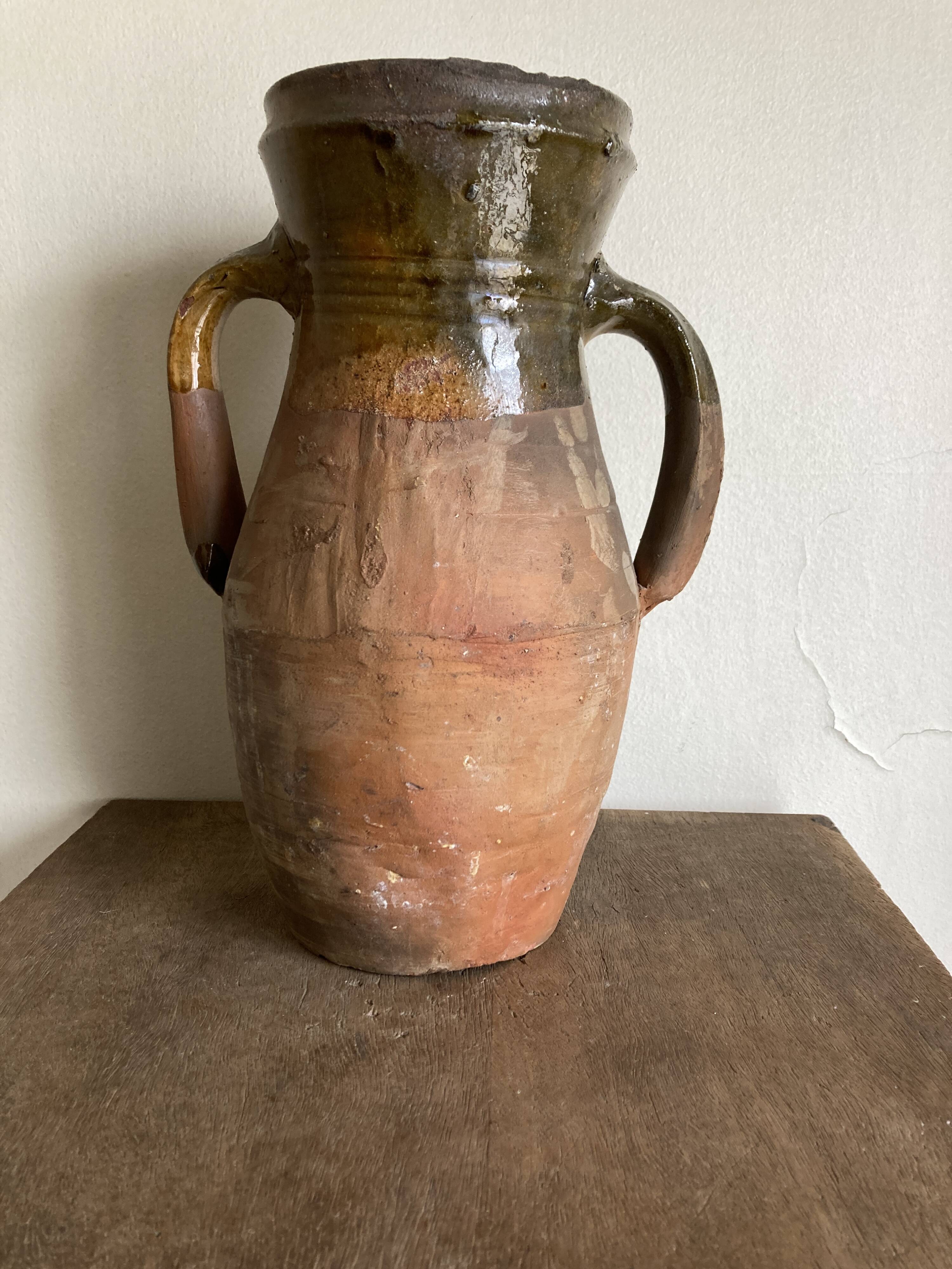 XL vase jar amphora in glazed terracotta