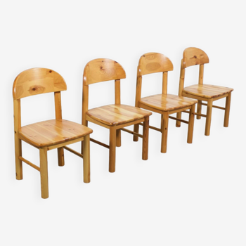Set of Four Rainer Daumiller Pine Wood Dining Chairs, 1970s