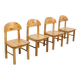 Set of Four Rainer Daumiller Pine Wood Dining Chairs, 1970s