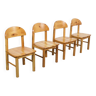 Ensemble de quatre chaises de salle à manger Rainer Daumiller en bois de pin, 1970s