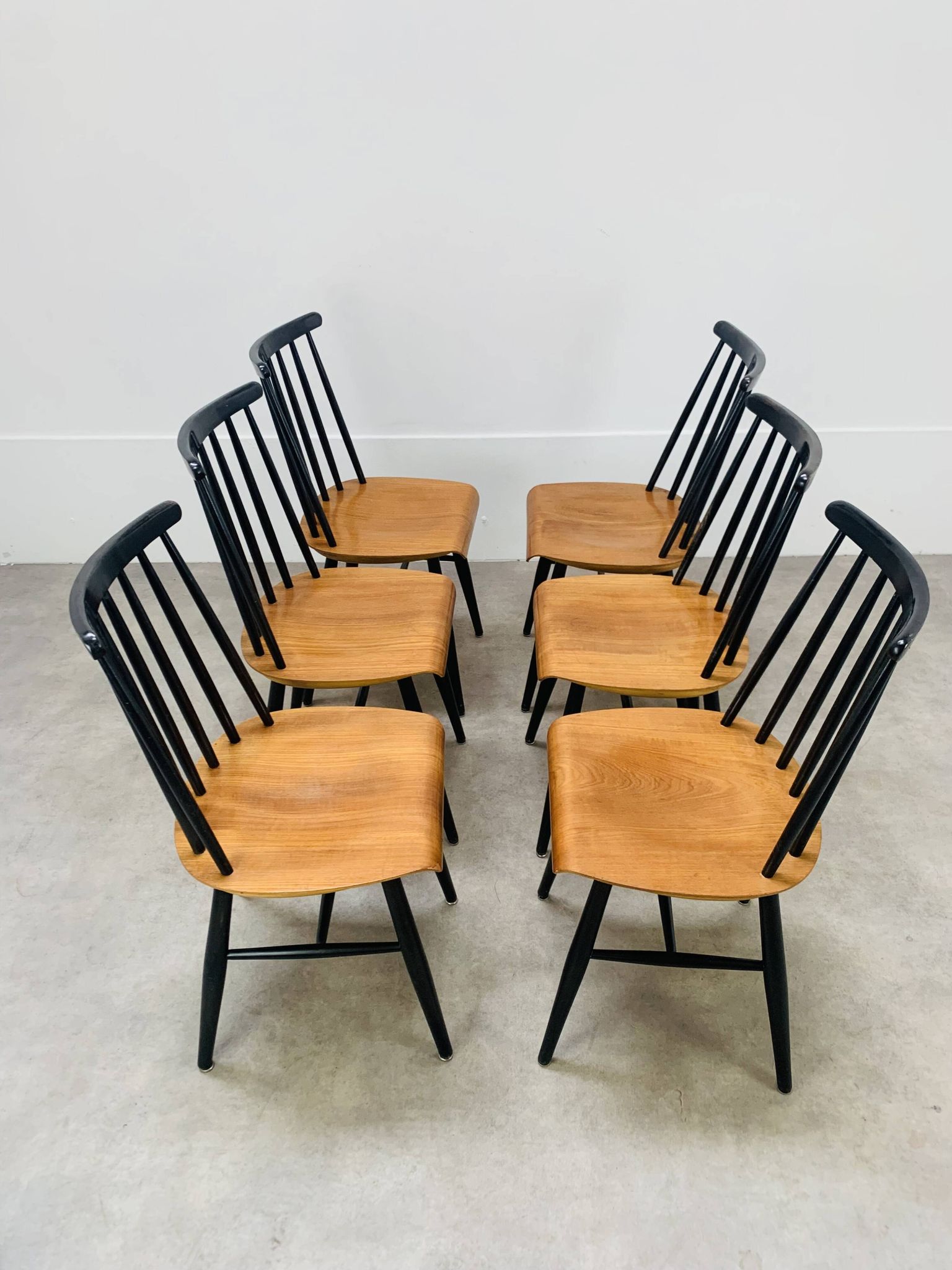 6 chaises Fanett par Ilmari Tapiovaara, scandinave, années 60