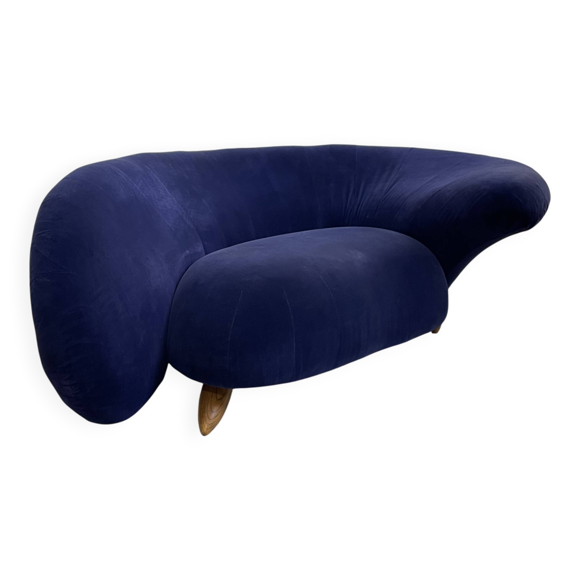 Vintage Organic Form Curved Velvet Sofa, Late 20th Century