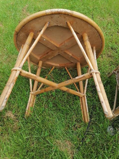 3-piece rattan wicker garden furniture set 1960 70