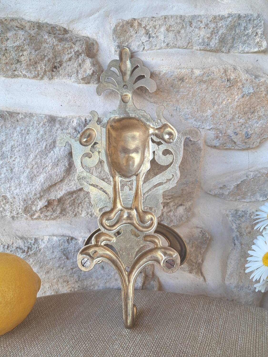 Antique brass coat hook