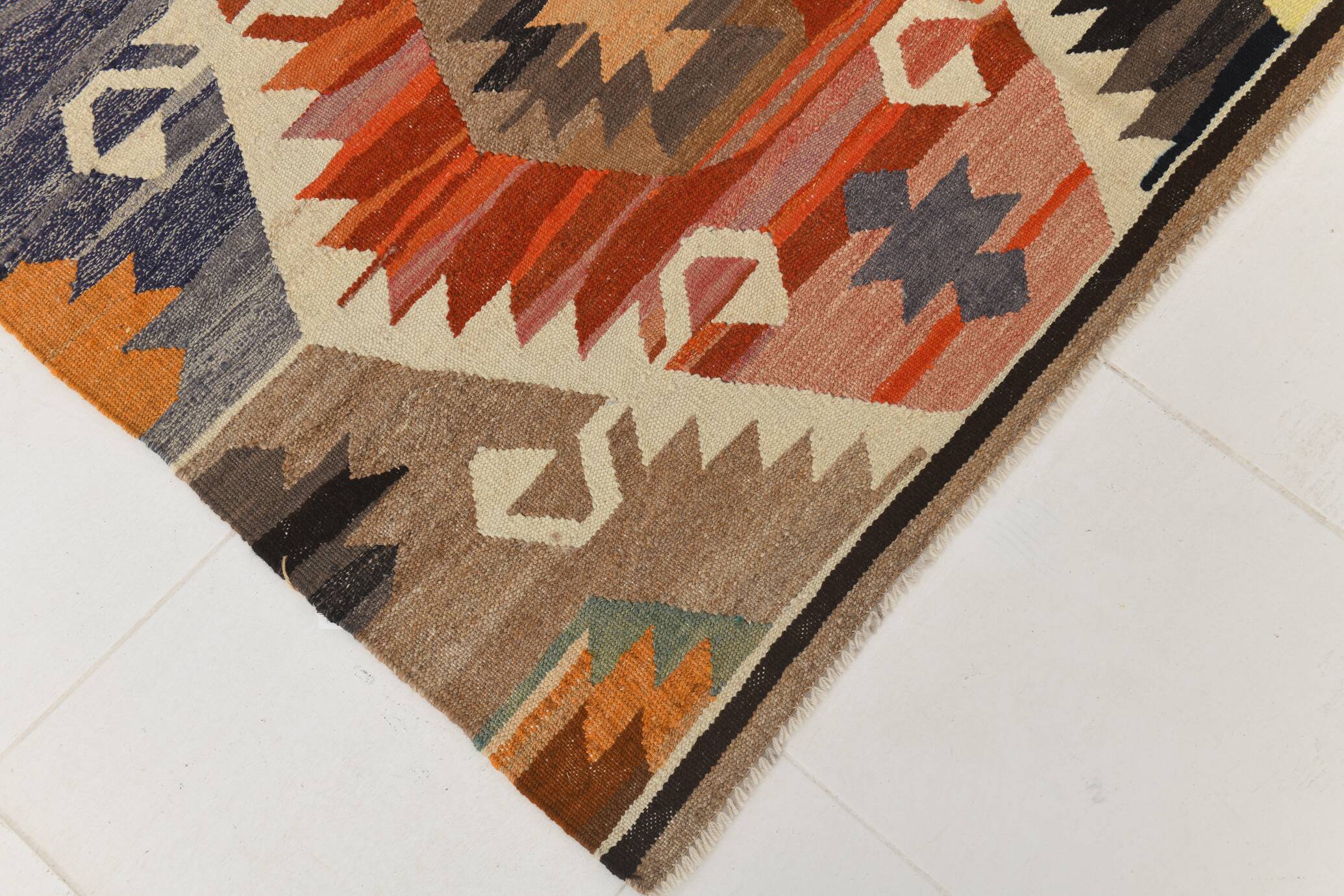 Turkish Multicolor Tribal Vintage Kilim Rug, 298x392Cm