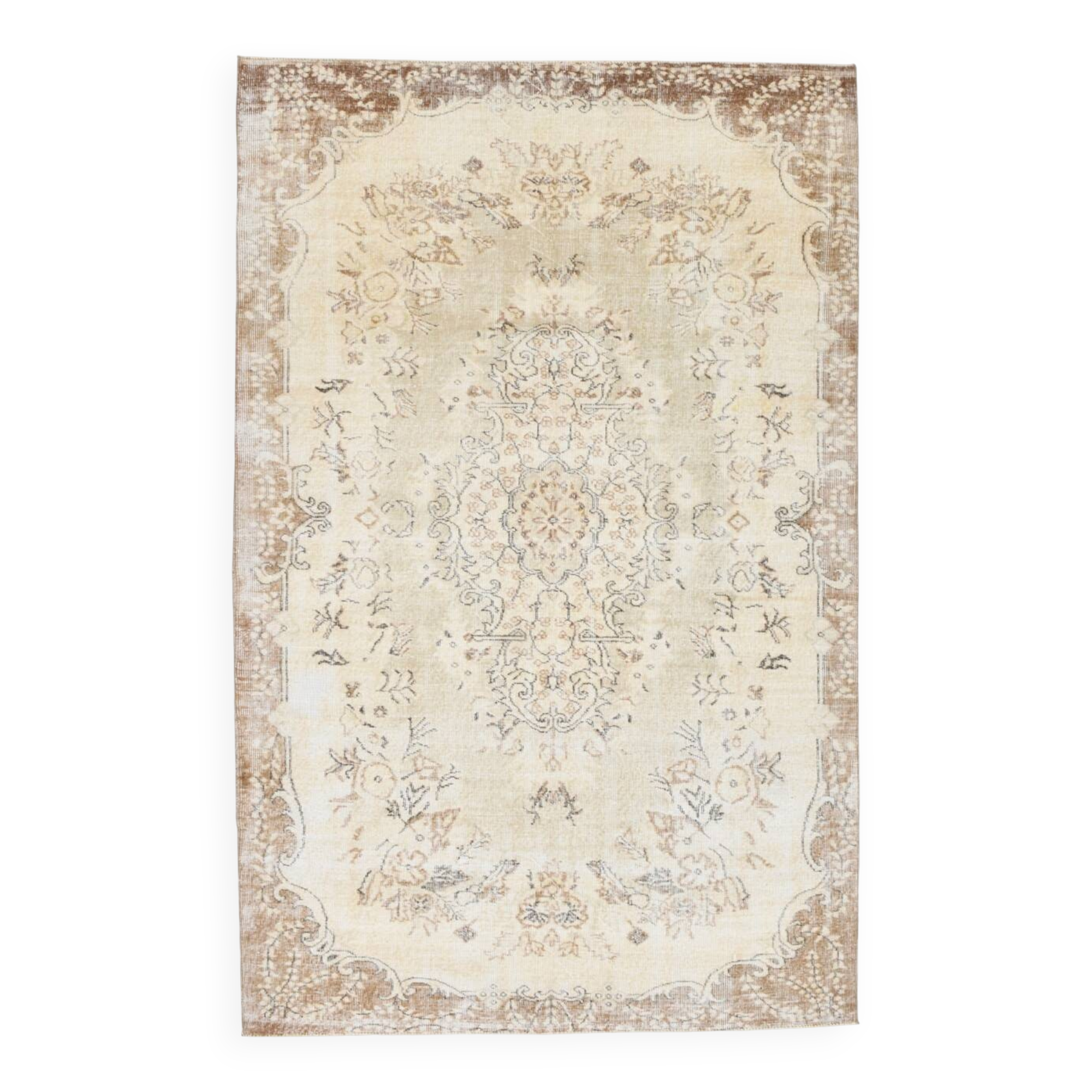 6x9 Persian Vintage Carpet, Authentic Anatolian Turkish Rug, 174x271 Cm