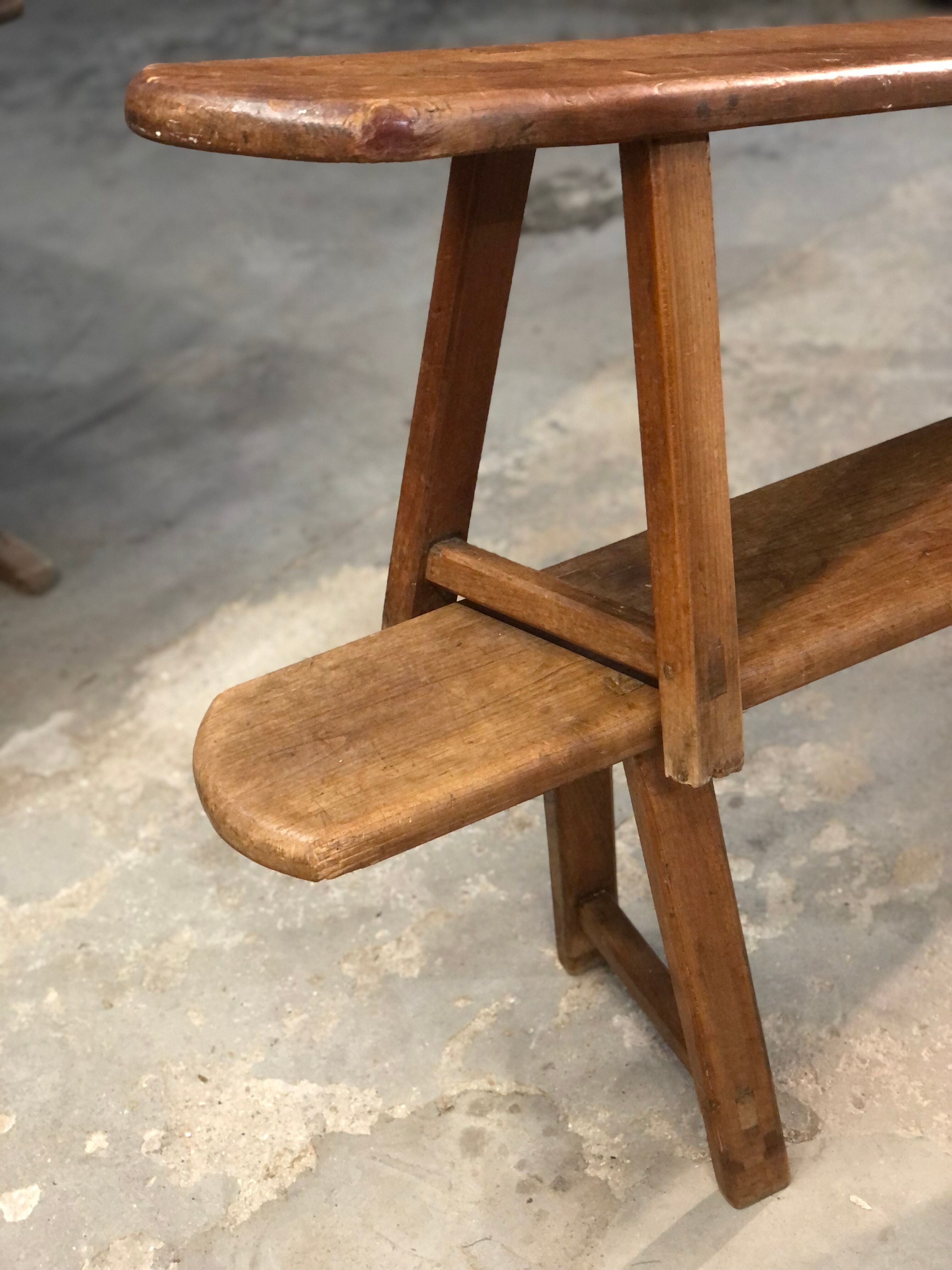 Old solid oak farm bench