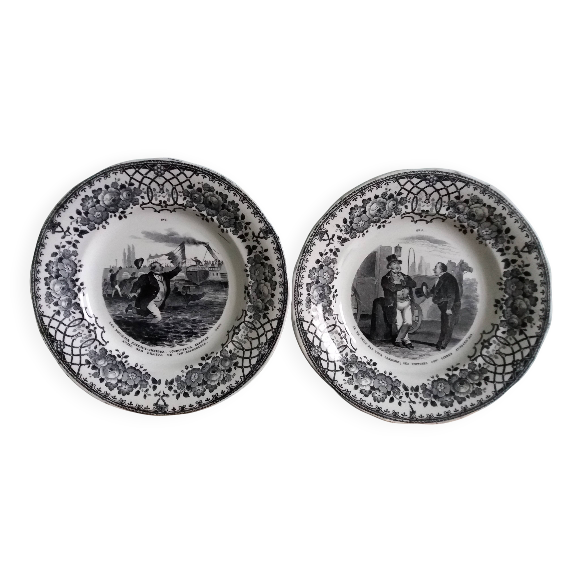 Talking plates Creil and Montereau transport theme