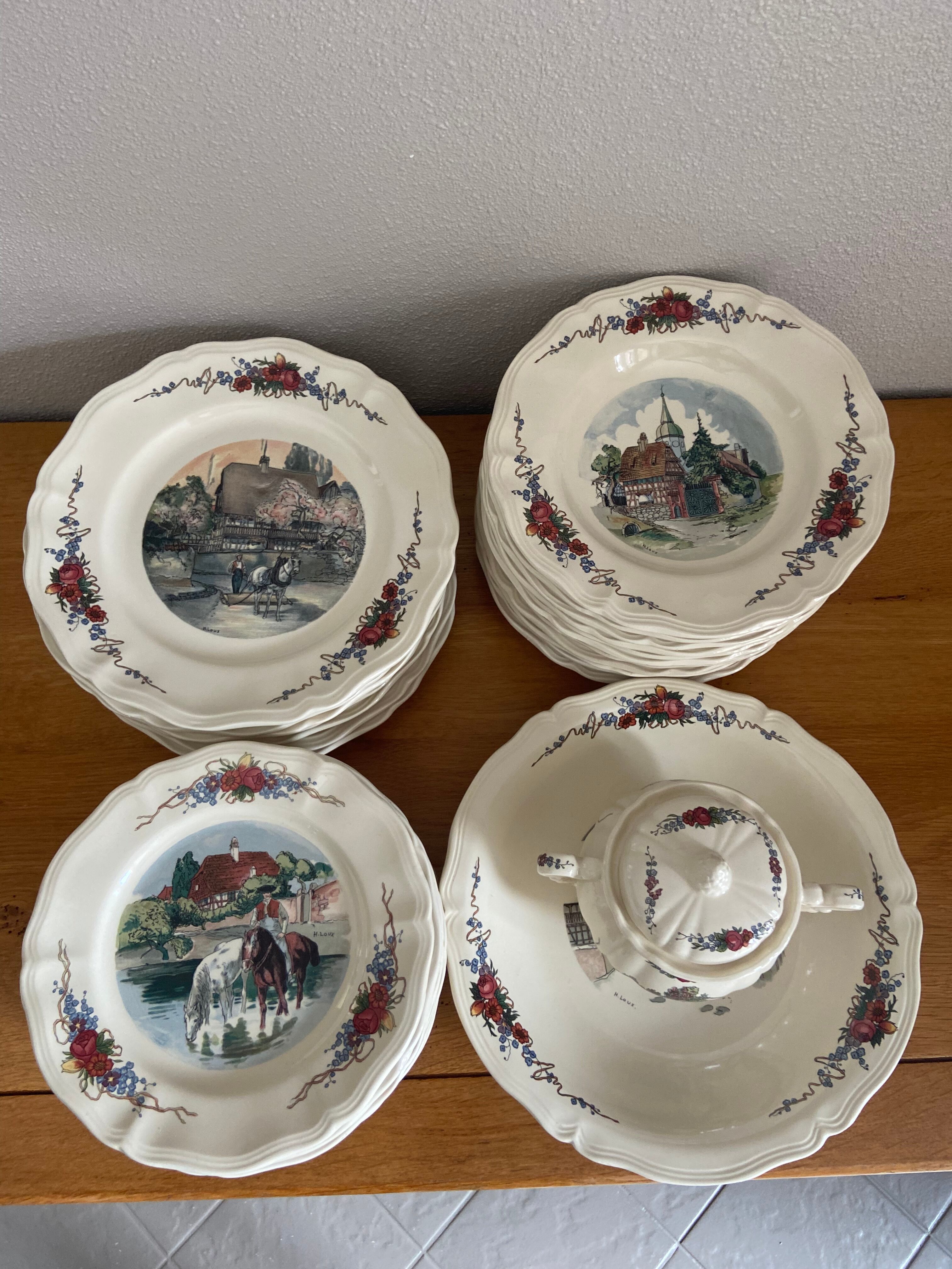 Lot service alsacien obernai sarreguemines vintage, 38 pieces