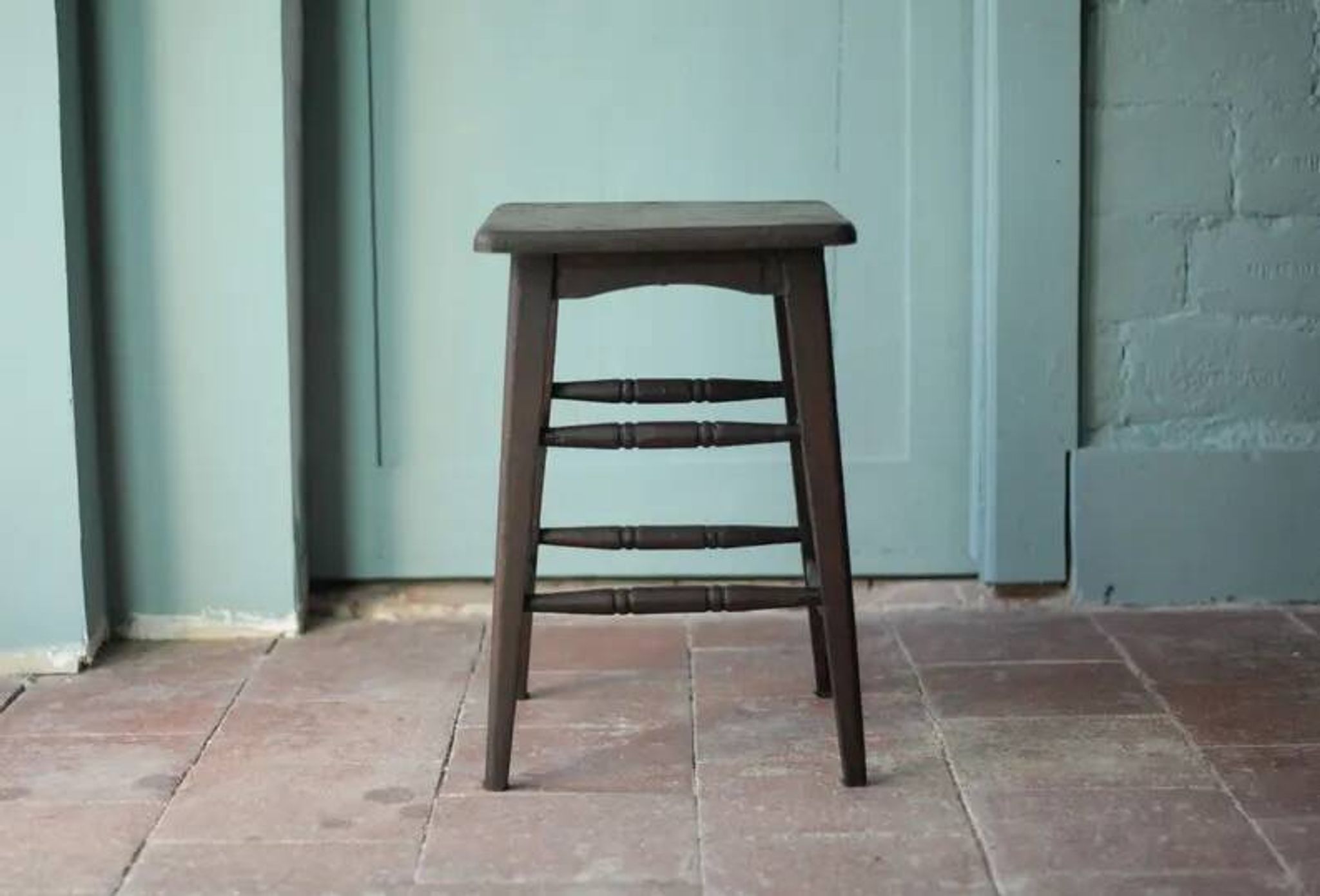 Vintage French stool from the 1940s, wooden stool, extra seat, stool.