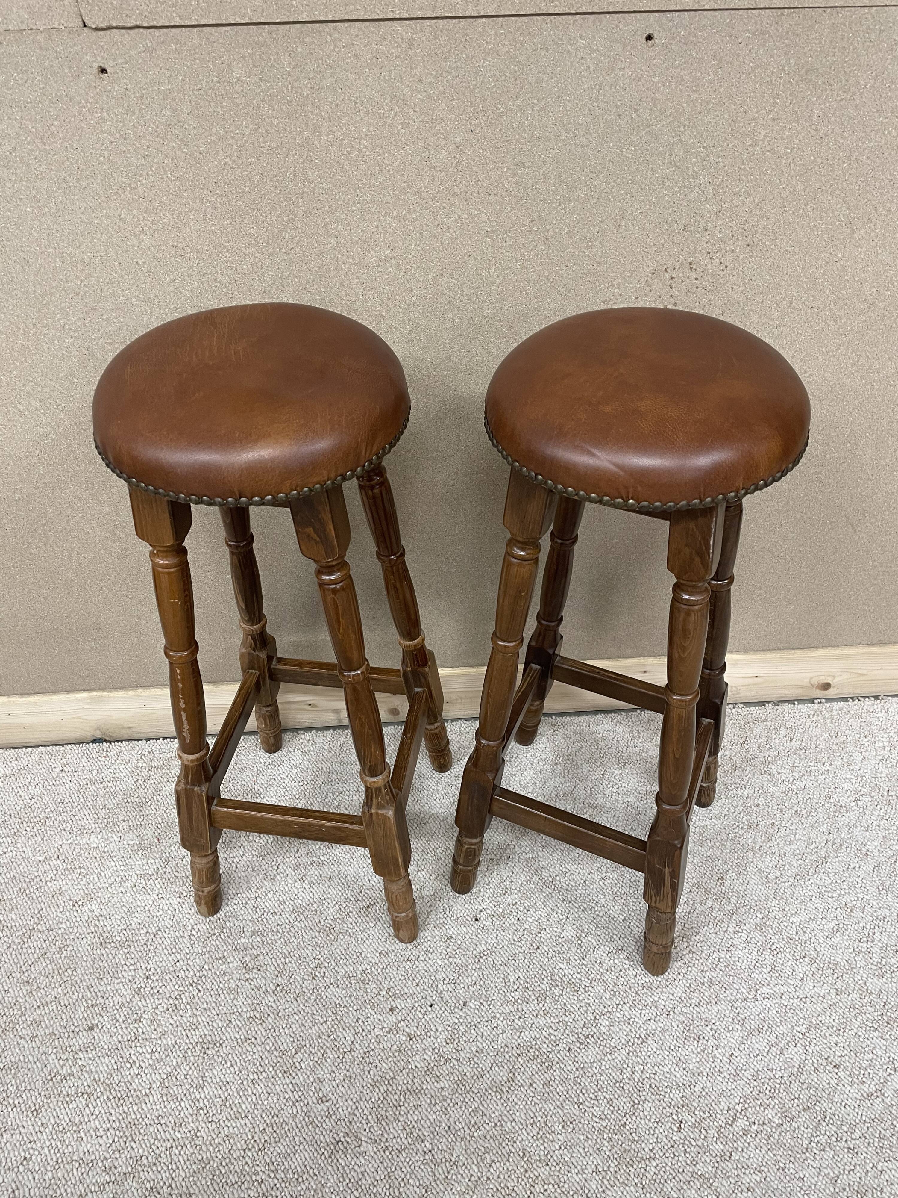 Pair of vintage stools imitation leather