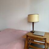 Lampe de table vintage en bois et laiton