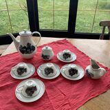 Coffee service keraluX boch Freres Belgium peasant scenes art deco