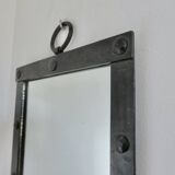 Brutalist wall mirror in raw steel, 1940s and 1950s