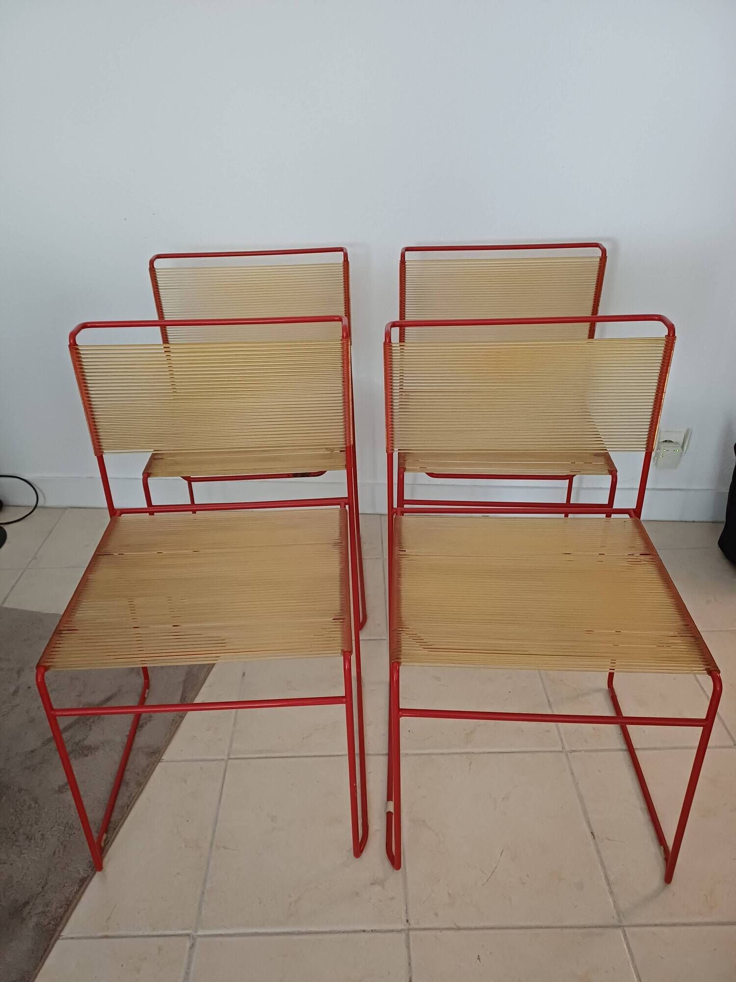 4 Flyline spaghetti chairs by Giandomenico Bennotti 1970