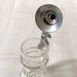 Bohemian crystal beer mug with chiseled pewter lid