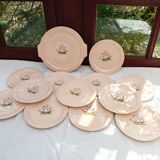 Set of 12 dessert plates and Longwy dish