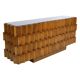 Mid-Century Modern Style Oak Wood and Black Glass Italian Sideboard