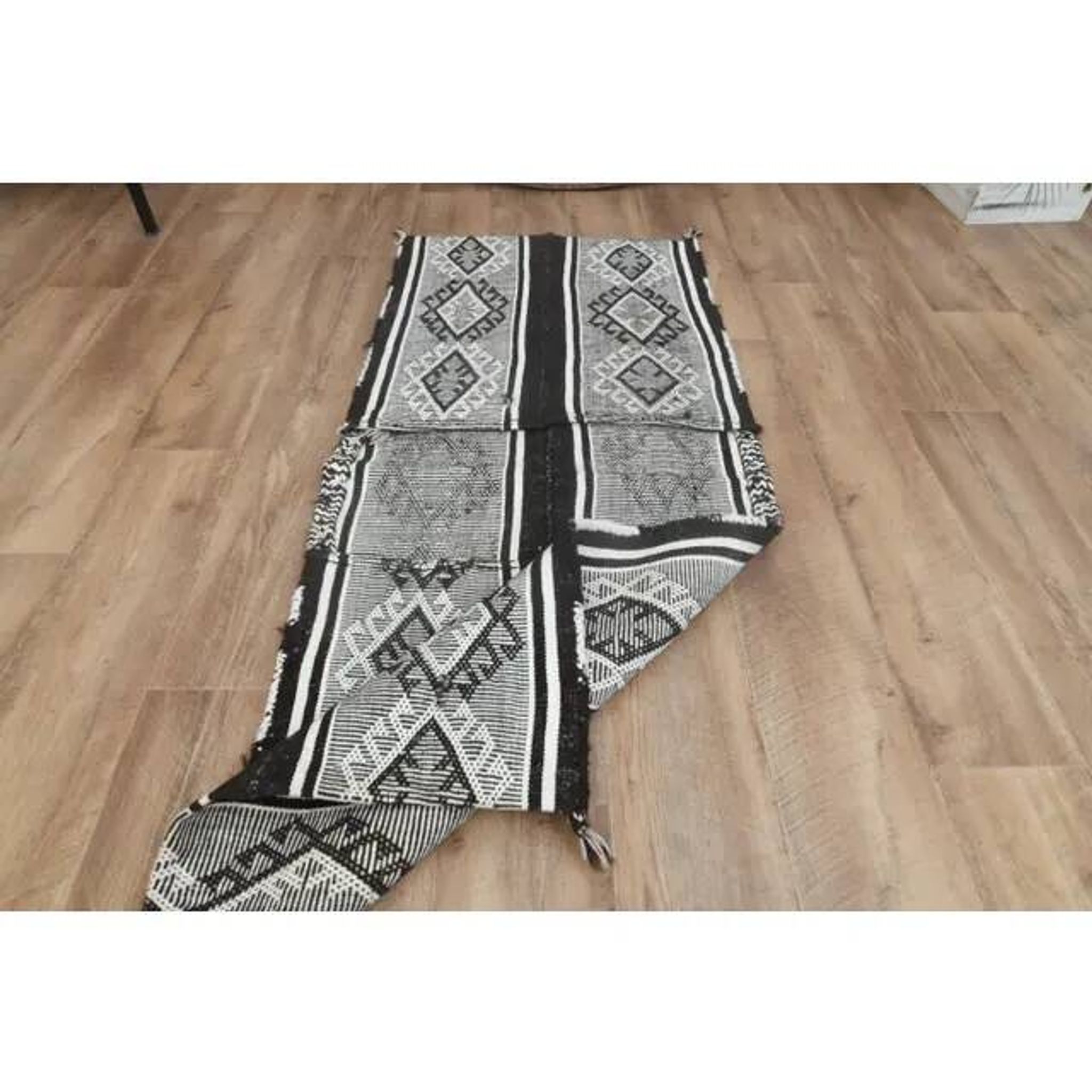 1970s Vintage Turkish Handmade Wool Cotton Gray Kilim Runner Rug 60x152