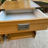 2 Scandinavian wooden boat-style bedside tables