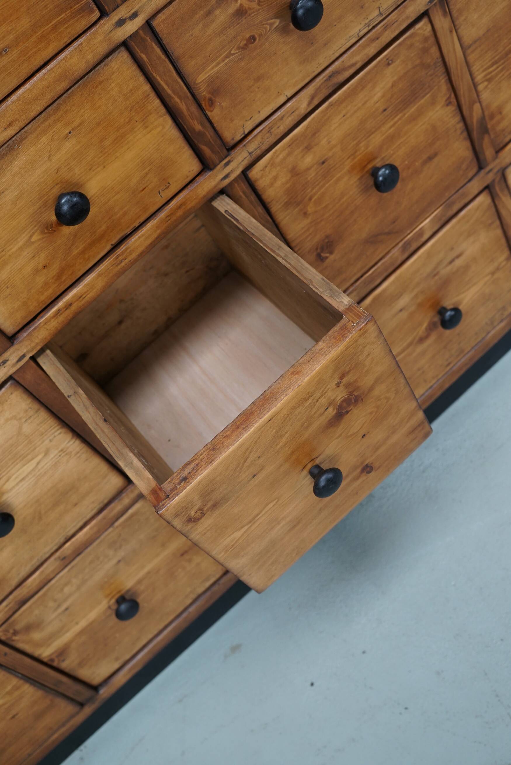 Large German Pine Industrial Apothecary / Shop Cabinet, 1950s