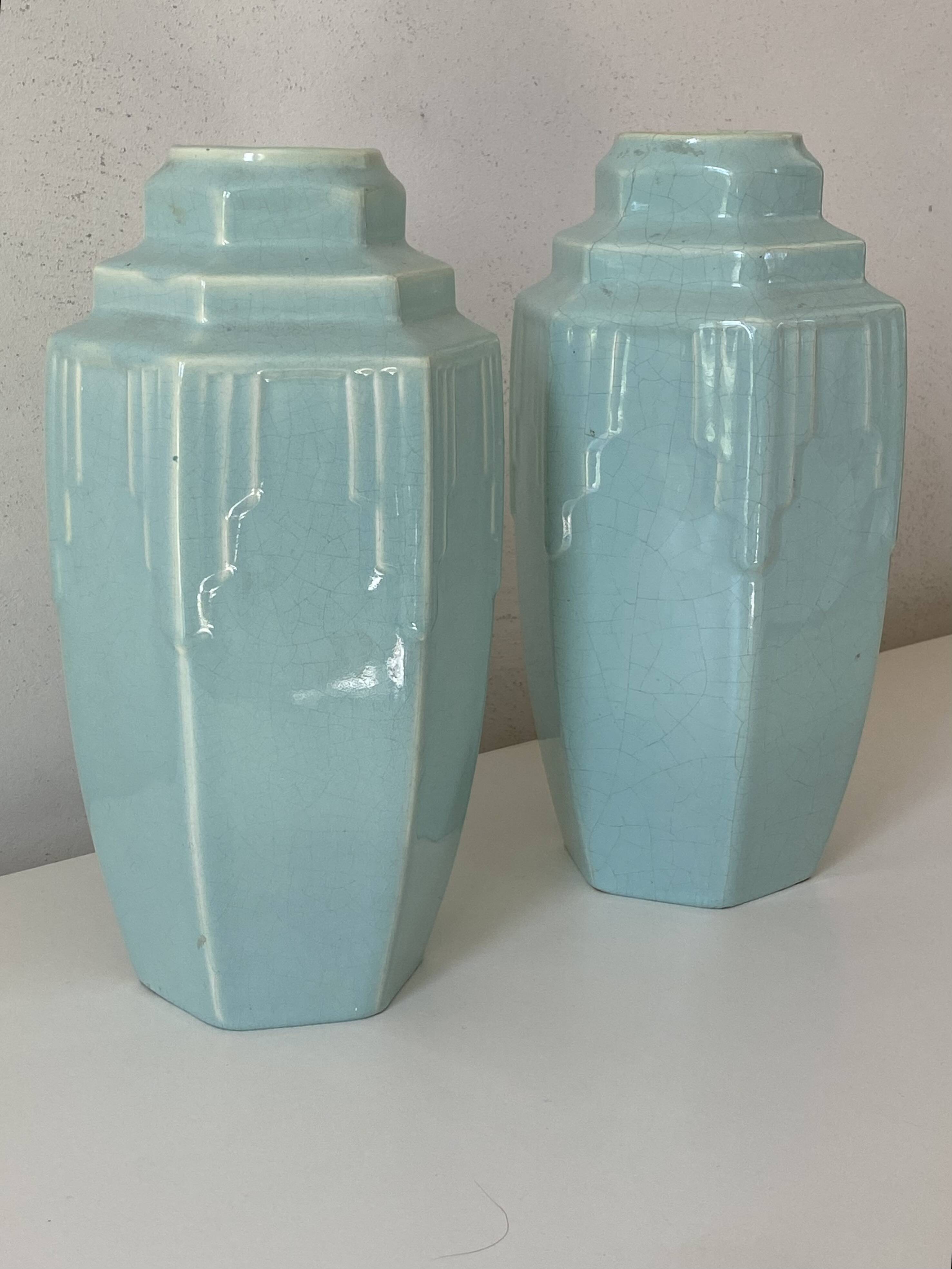 Blue art deco vase odyv celadon