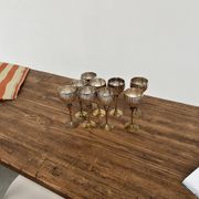 9 old glasses in silver metal and brass
