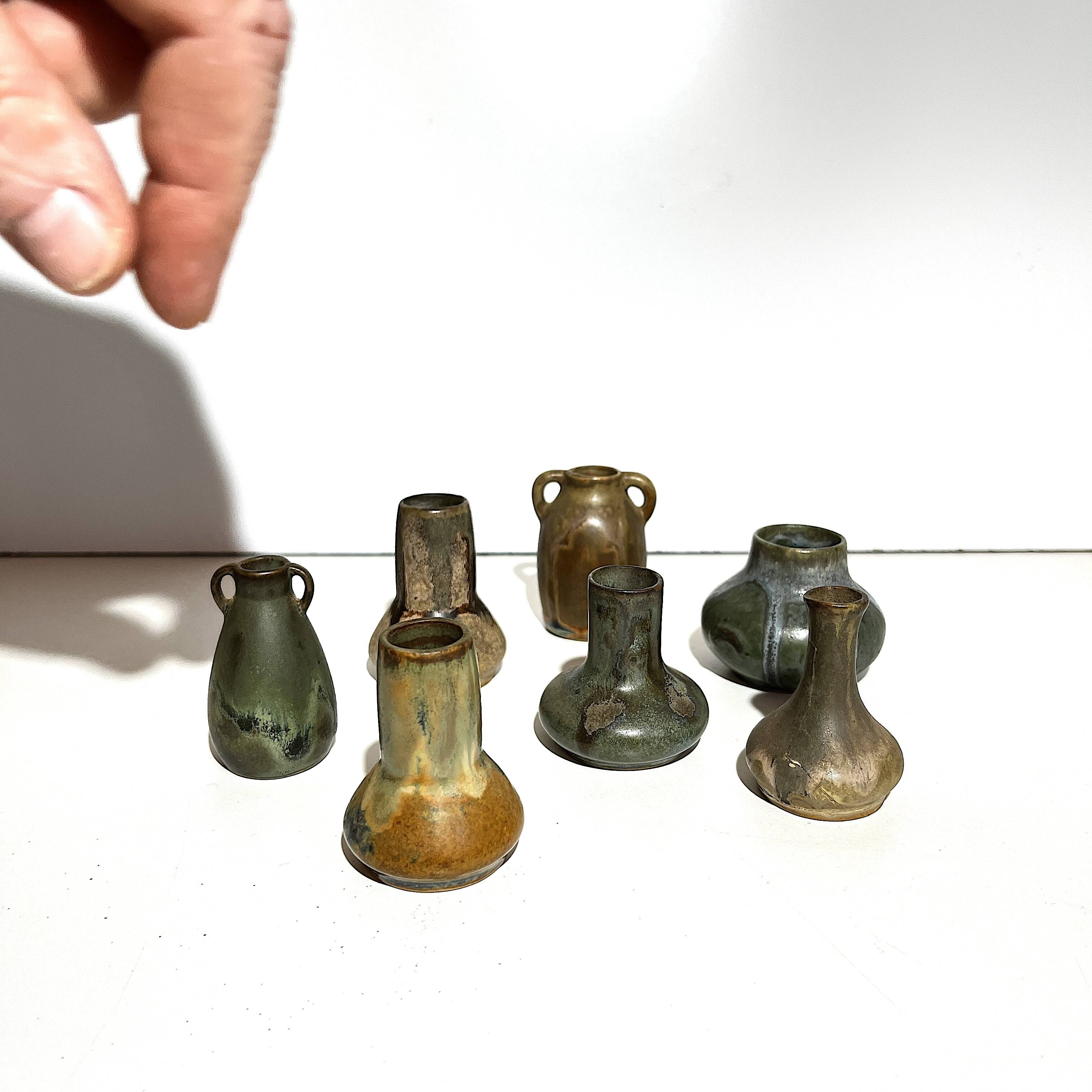 Set of 7 miniature stoneware vases, Denbac & Charles Greber, France, early 20th century