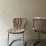 Cidue chair in chrome and short velvet, Willy Rizzo design 1970
