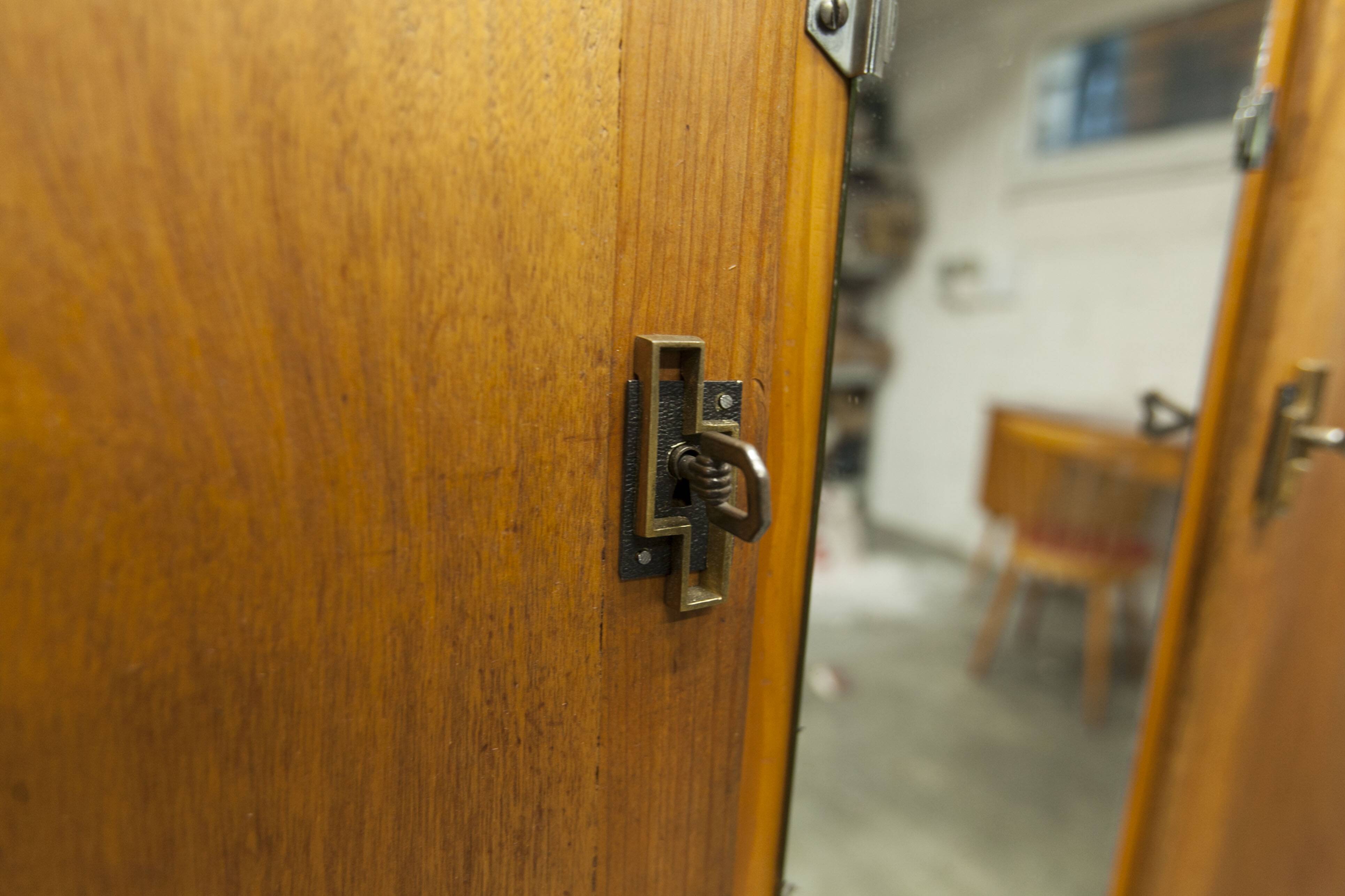 1950s Parisian wardrobe with mirror, 135 x 19 cm