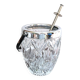 Seau à glace verre cristallin texturé avec pince à glaçons