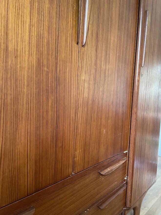Vintage Scandinavian style teak wardrobe from the 1960s by Tricoire and Vecchione.