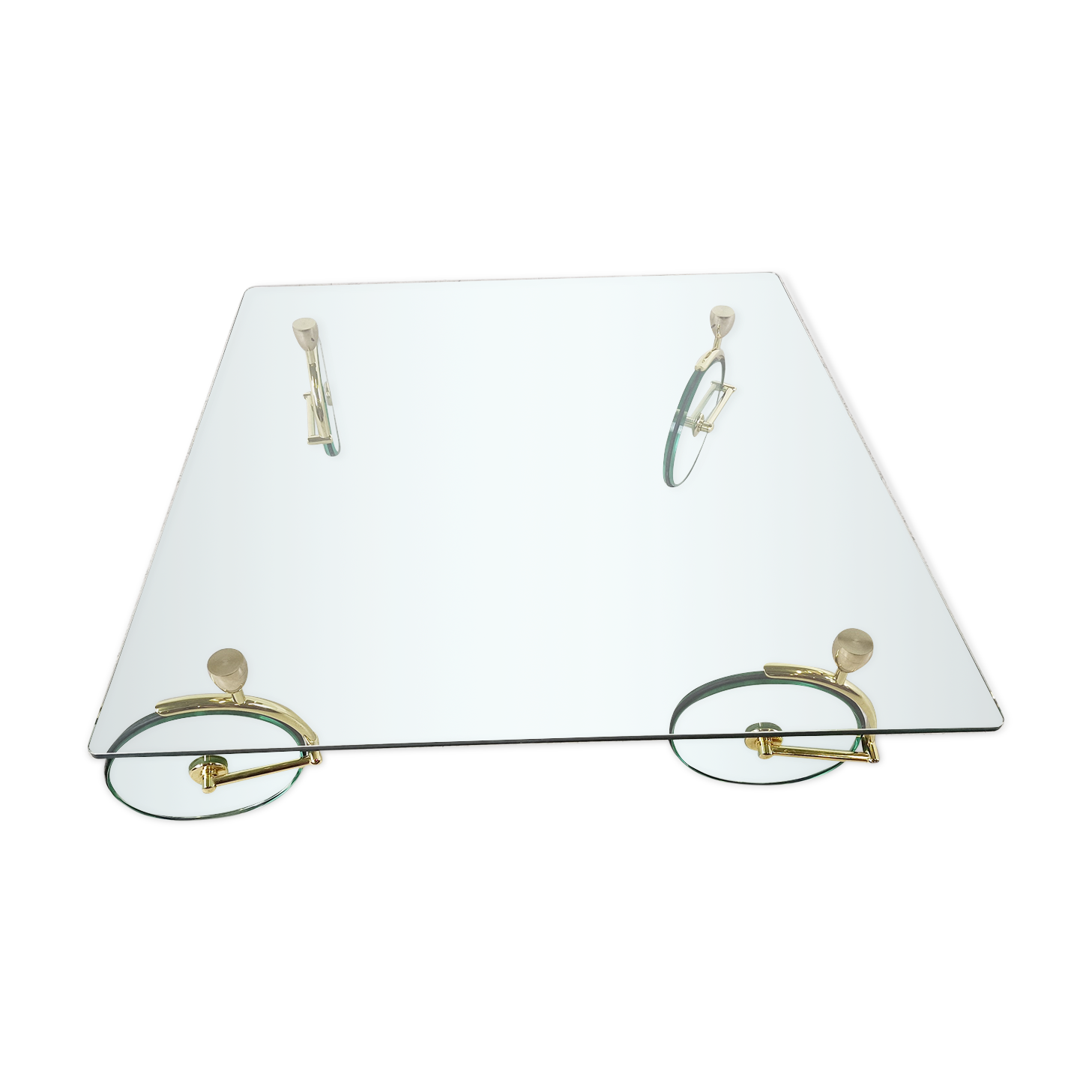 Glass coffee table with wheels, 1980s