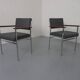 Vintage Square Tubular Rosewood and Steel Armchairs, Germany, 1960s, Set of 2