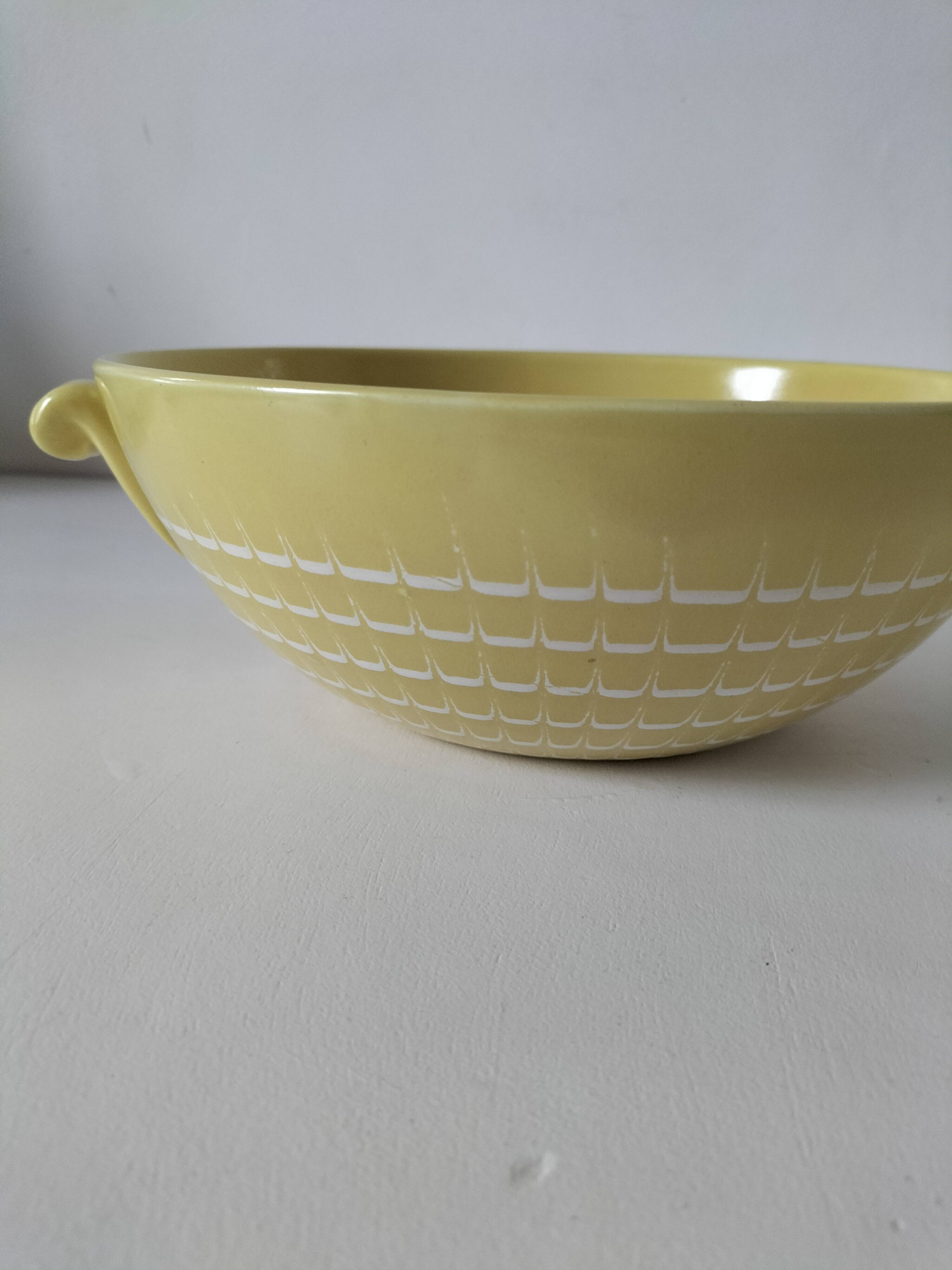 Vintage Longchamp salad bowl – lemon kaleidoscope pattern