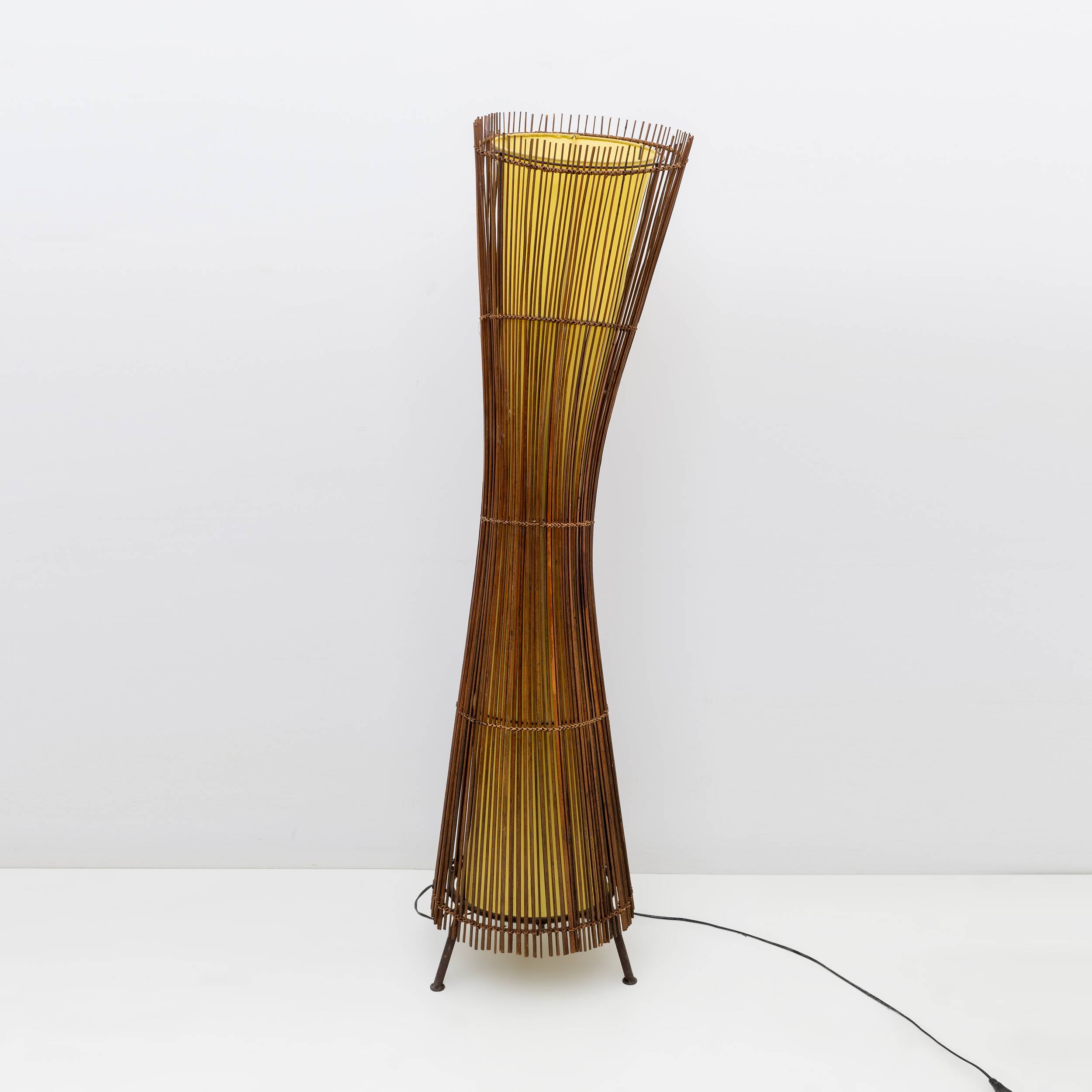 Organic Shaped Bamboo Floor Lamp "Kobe", France, 1980s