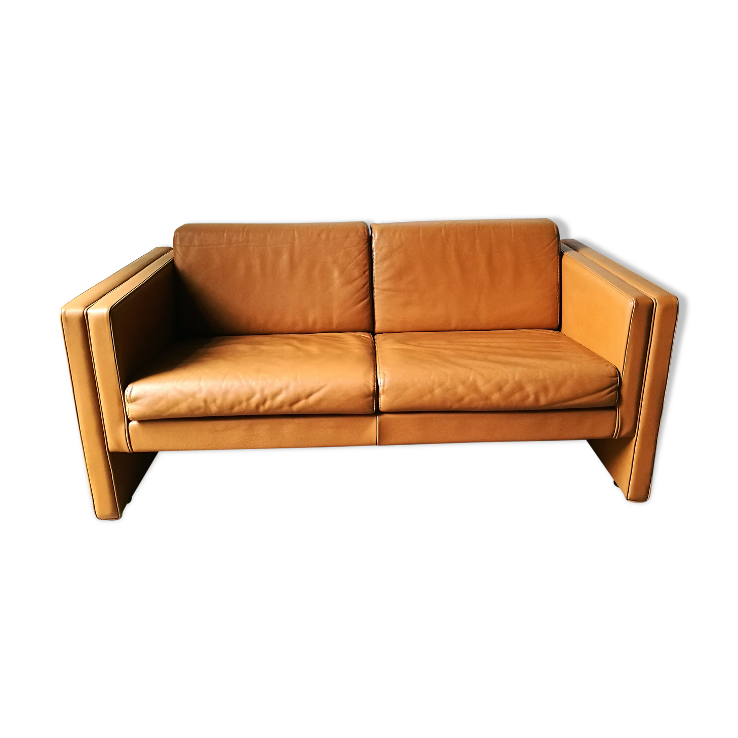 Canapé 2 places mobilier international cuir années 70-80