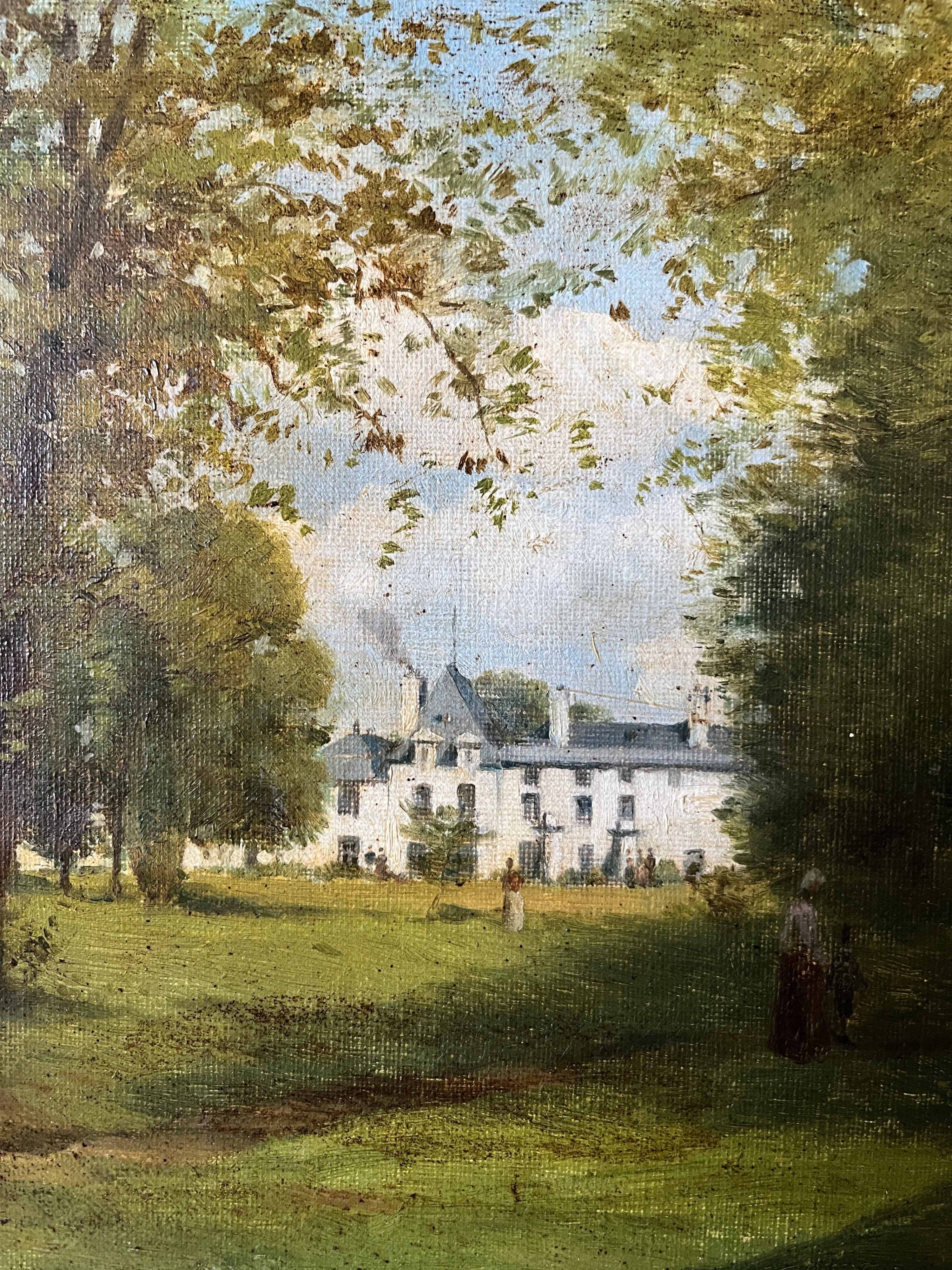 Tableau HST "The Animated Park of the Château" Malmaison Rueil Bois Préau 19th Century