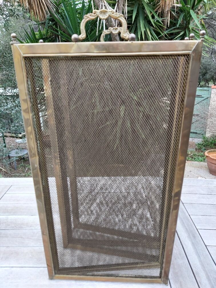 Ancient bronze and brass signed fire pare