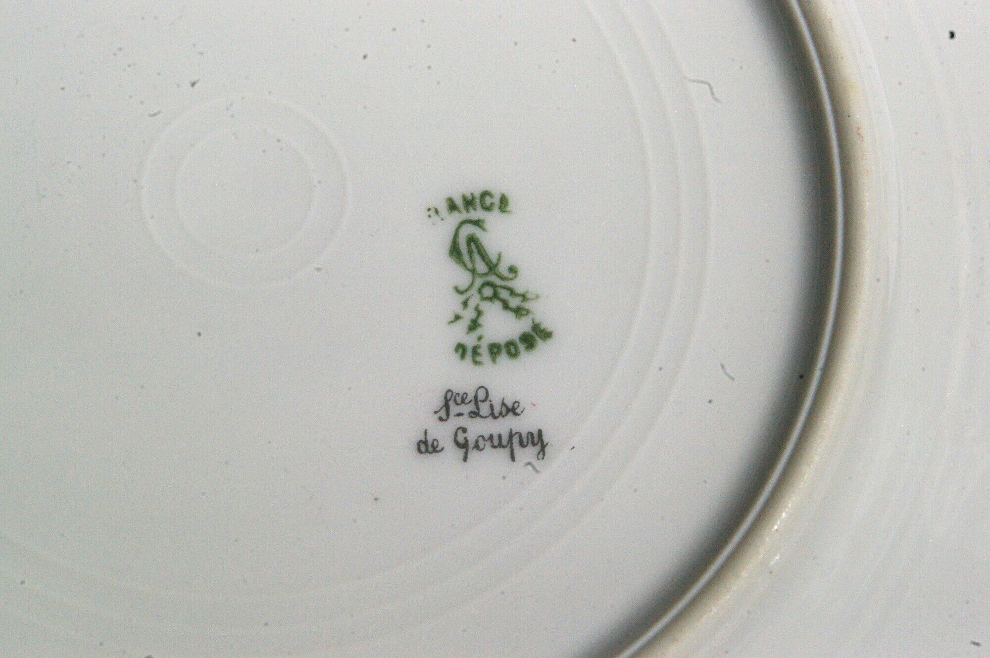 9 Dessert Plates in Limoges Art Deco Porcelain Lise de Goupy